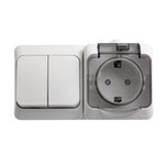 Блок Рондо BPA16-242B розетка с заземлением + выключатель 2-кл., белый