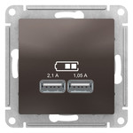 ATN000633 AtlasDesign USB Розетка, 5В, 1 порт x 2,1 А, 2 порта х 1,05 А, механизм, мокко