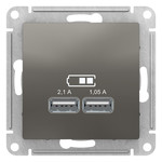 ATN000933 AtlasDesign USB Розетка, 5В, 1 порт x 2,1 А, 2 порта х 1,05 А, механизм, сталь
